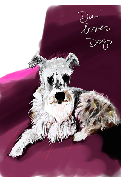 retrato de perro personalizado por Dani Wilde pelo largo
