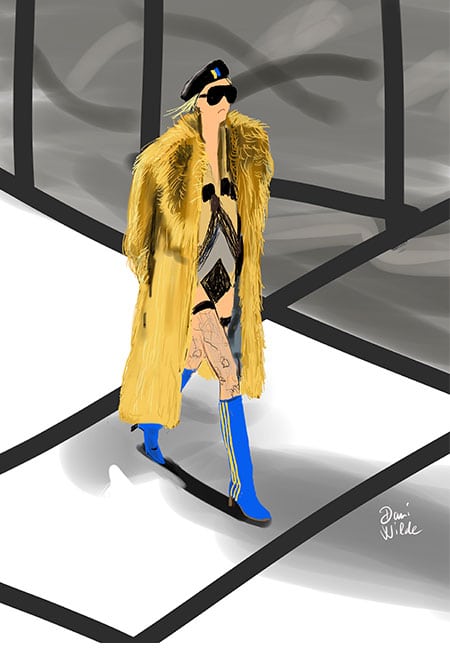 ilustración de moda con Gucci para Adidas 2022