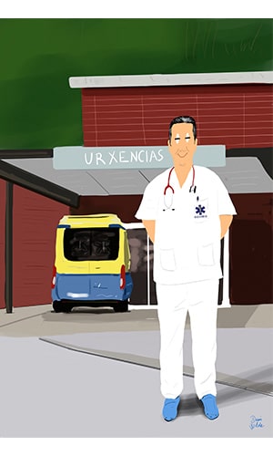 ilustración enfermero en urgencias