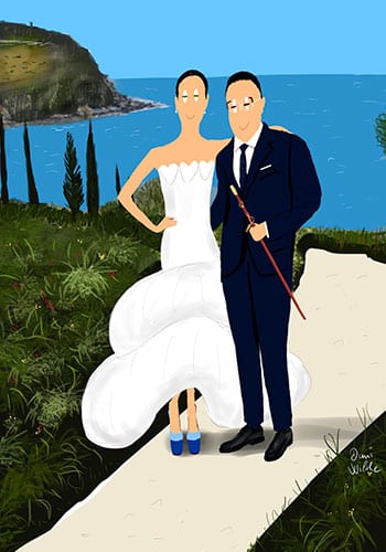 retrato ilustrado personalizado  boda hombre y mujer